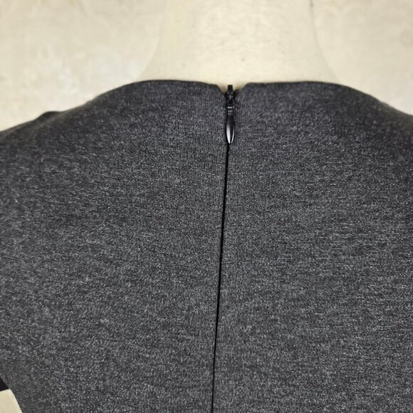 Zara Basic Sz Med Black Faux Leather Front Dress Gray Jersey Short Sleeves NWT - Picture 7 of 13